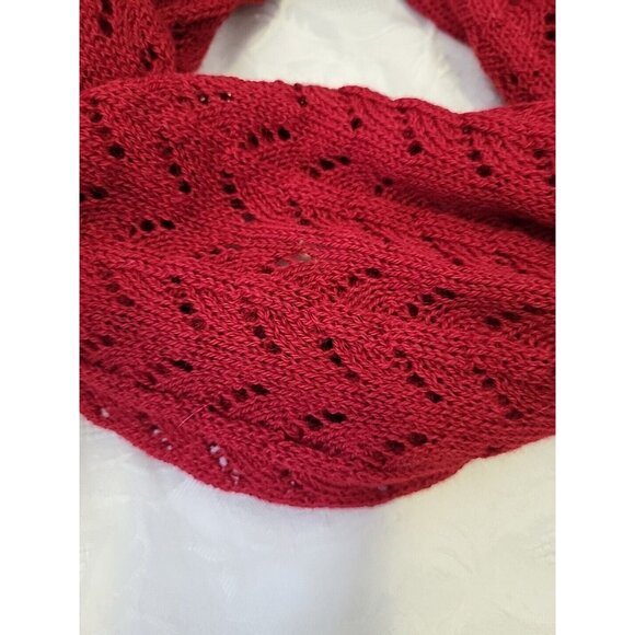 Pure Alpaca Red Infinity Scarf Crochet - Picture 3 of 6
